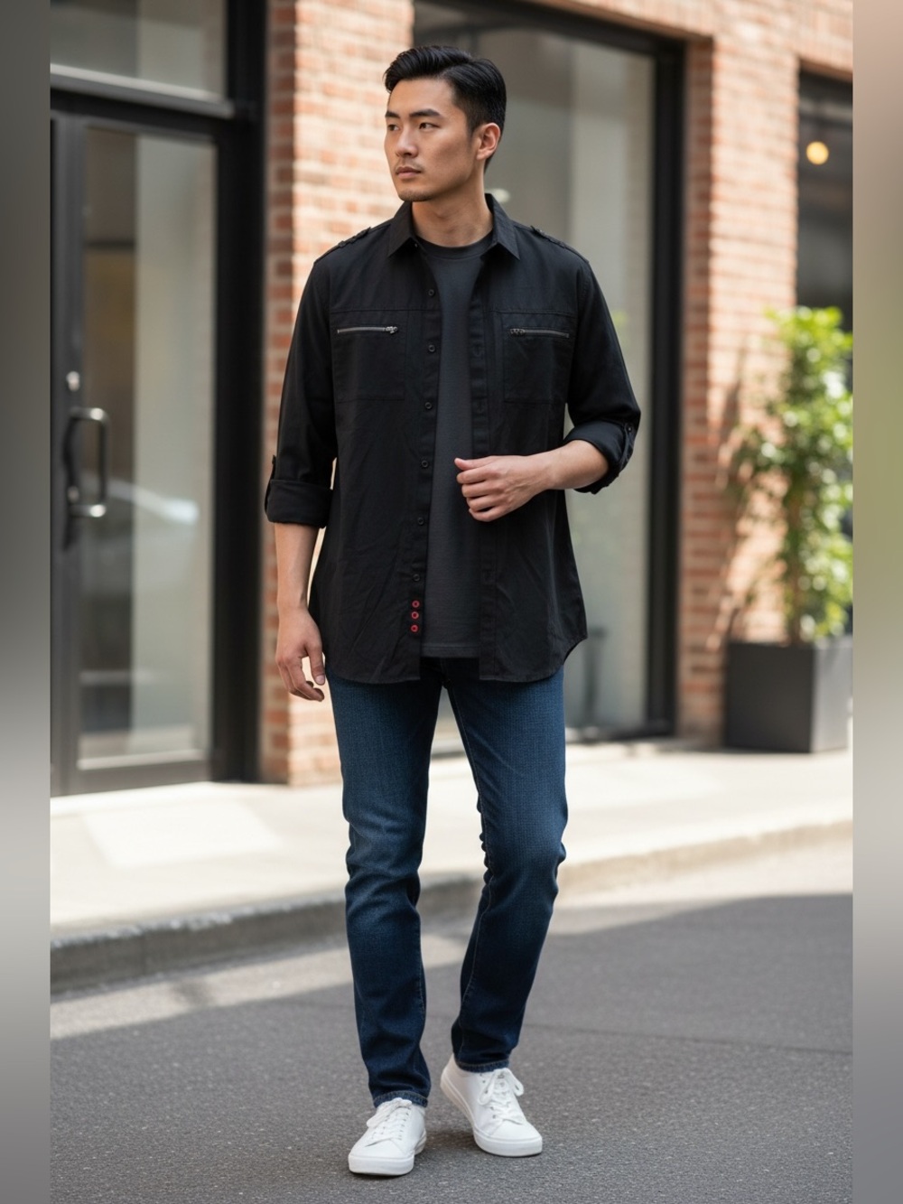 Sovereign Code Los Angeles New Men’s Stylish Black Button-Up Shirt - Black